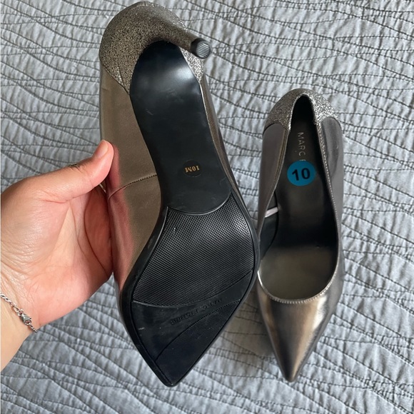 NWOT Marc Fisher Bronze Silver Glitter heels size 10 - Picture 4 of 4